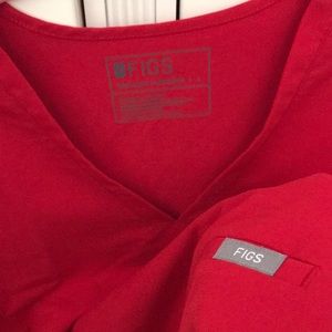 Bright red FIGS scrub set